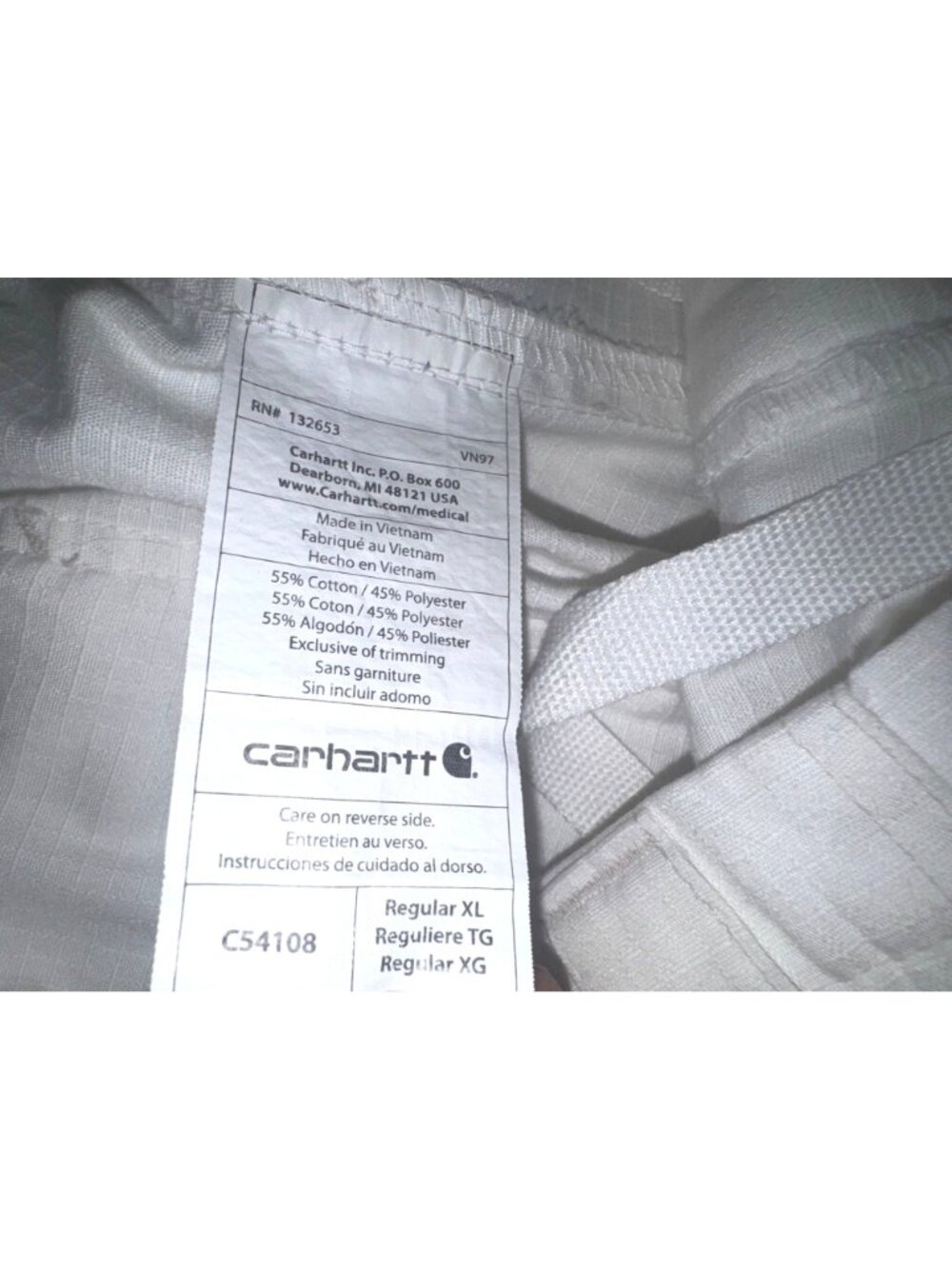 Carhartt Womens Cargo Work Pants Relaxed Fit White & Gray Cotton Blend 18" Waist - Picture 3 of 13